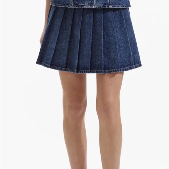 New! Self-Portrait Tailored Pleated Denim Miniskirt - Picture 5 of 10